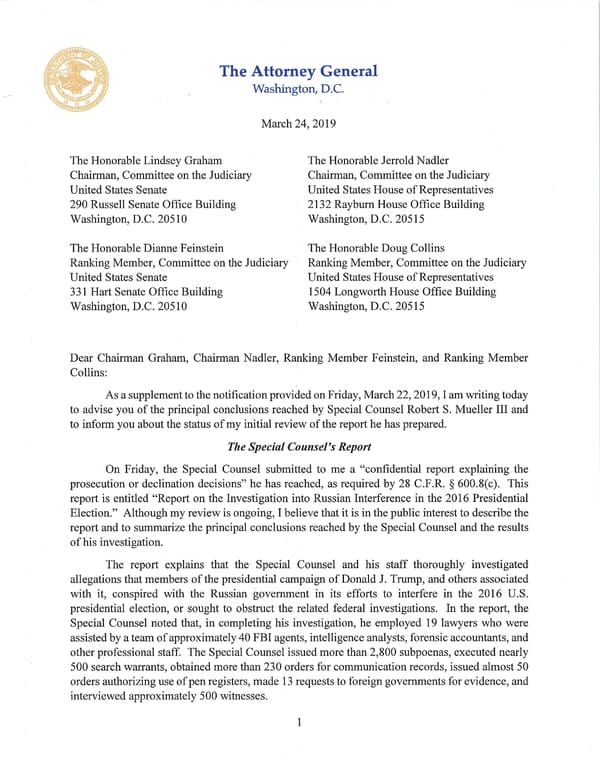 Barr letter, March 24, 2019 - Page 1