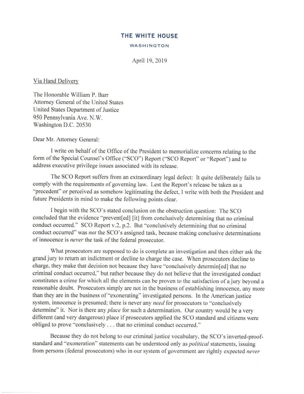 Emmet Flood Letter to AG Barr - Page 1